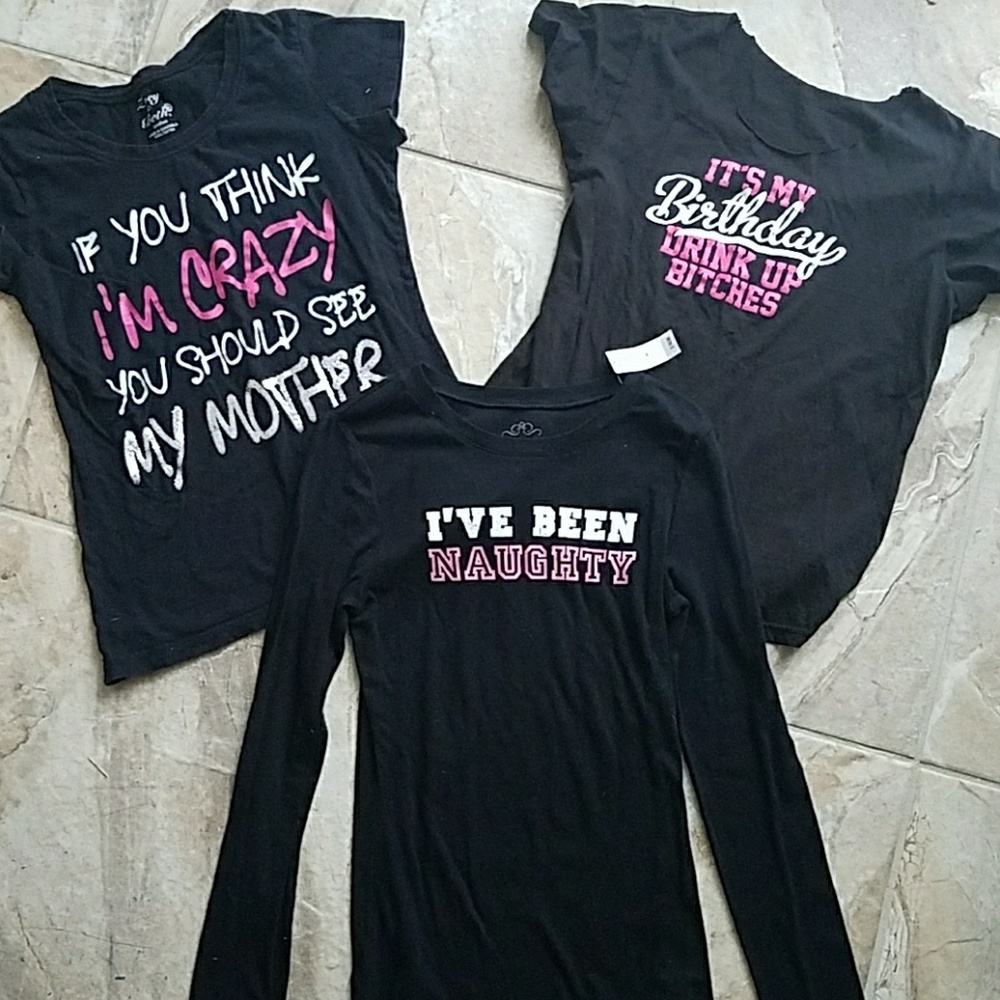 Lot of 3 Medium Black Graphic Tee Shirts to Party